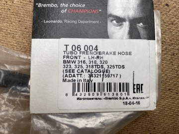 BREMBO Bremsschlauch vorne links / rechts BMW E36 316, 318, 320, 323, 325, 318TDS, 325TDS